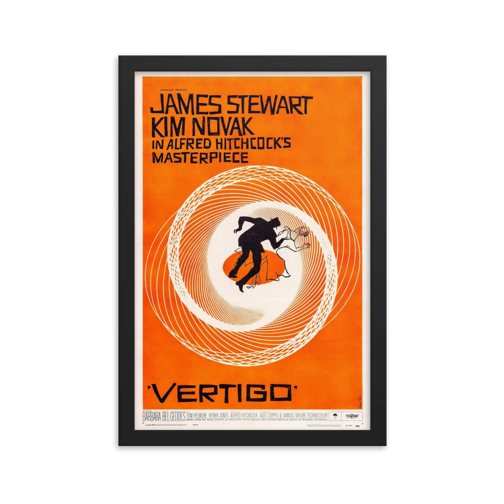 Vertigo (1958) Black Frame 24″×36″ Movie Poster