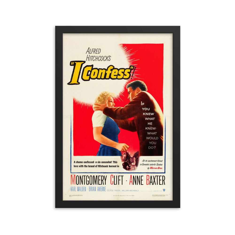 I Confess (1953) Black Frame 24″×36″ Movie Poster