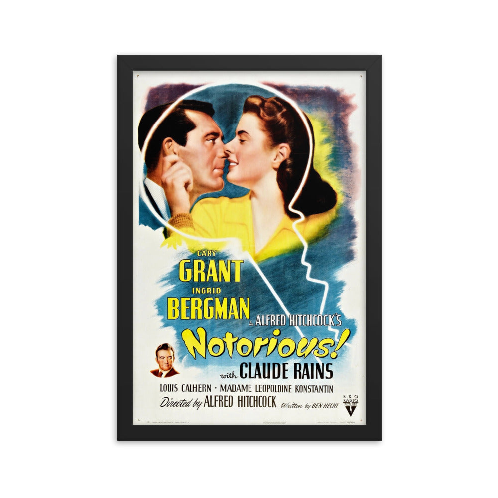 Notorious (1946) Black Frame 24″×36″ Movie Poster