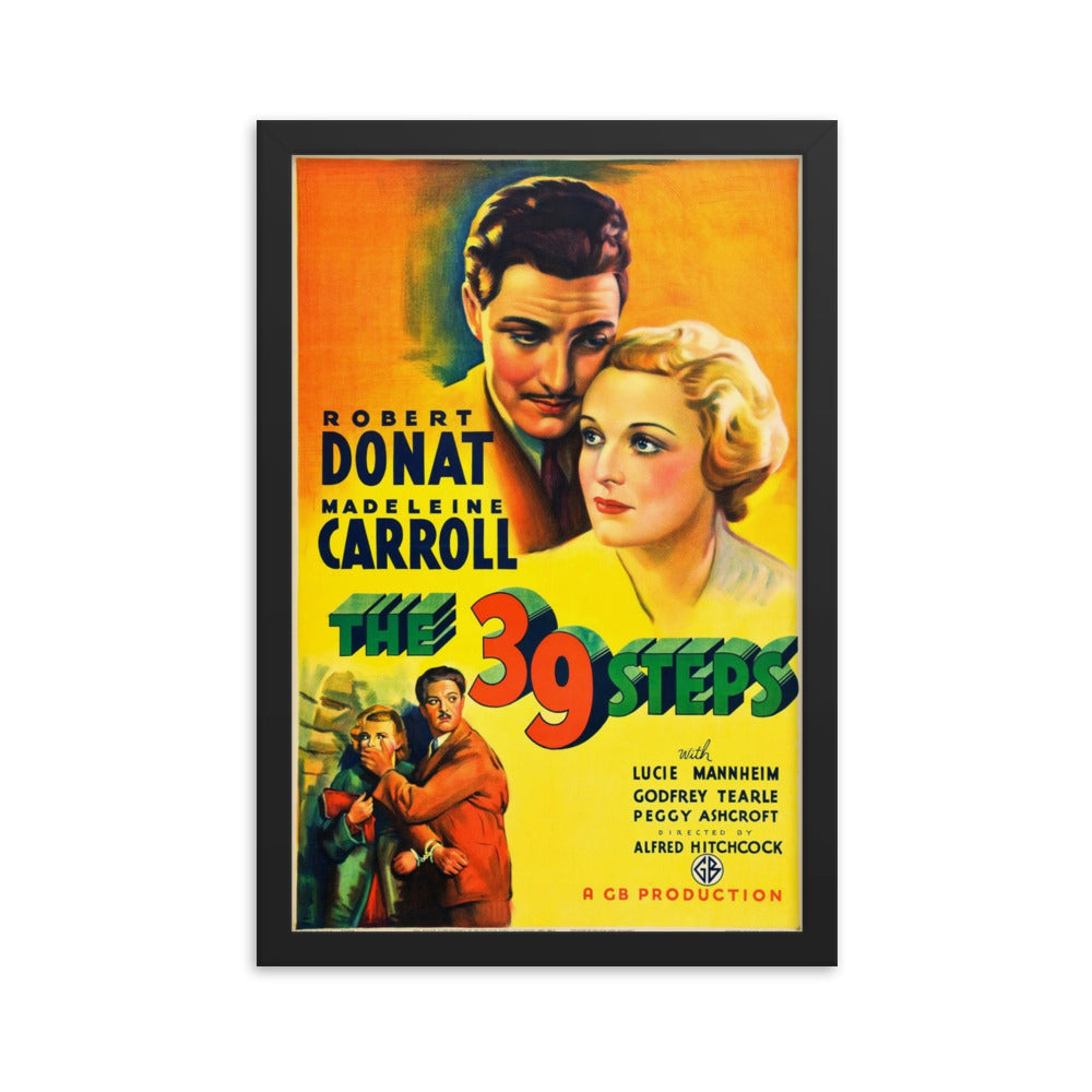 The 39 Steps (1935) Black Frame 24″×36″ Movie Poster