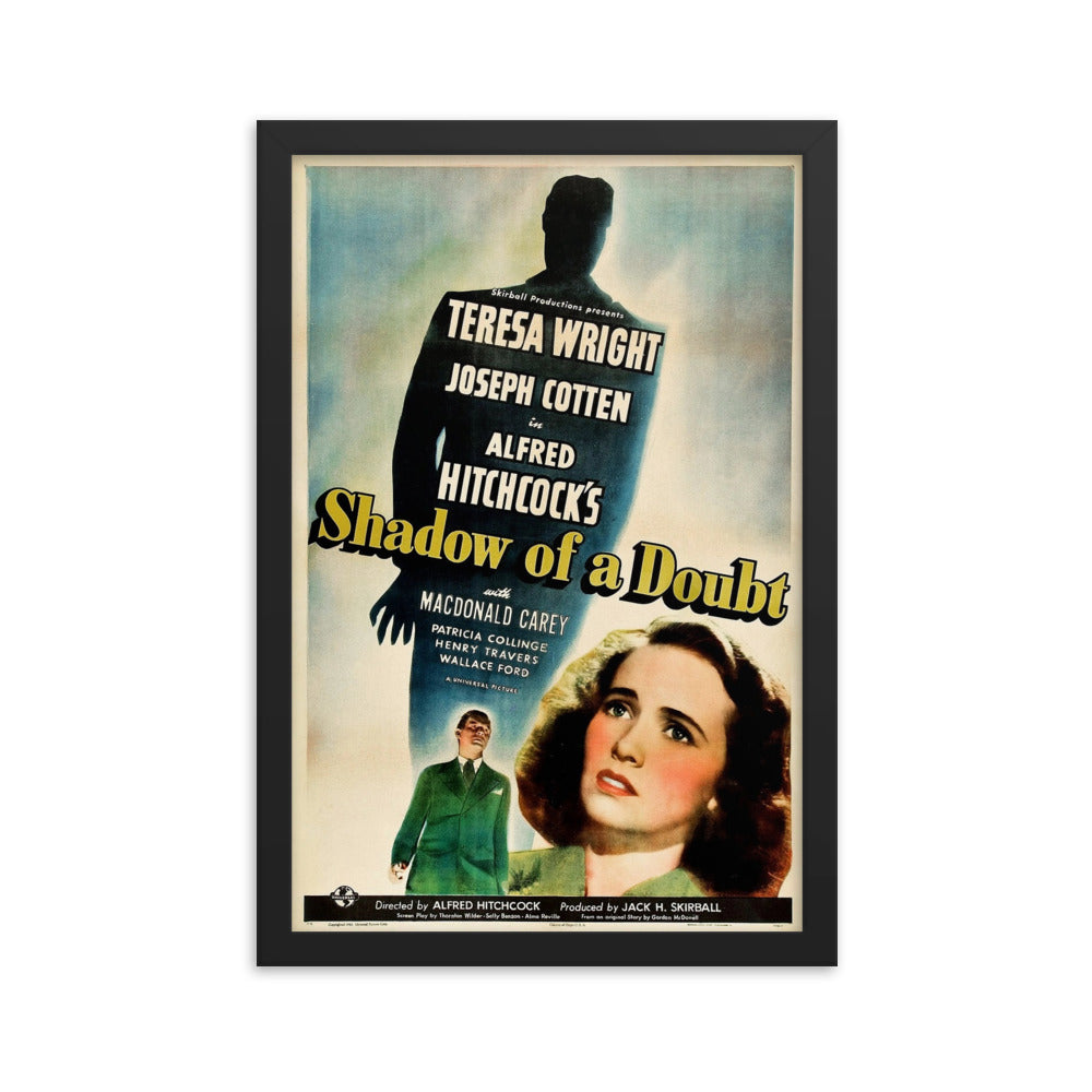 Shadow of a Doubt (1943) Black Frame 24″×36″ Movie Poster