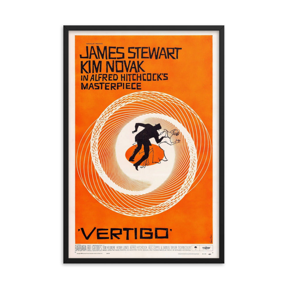 Vertigo (1958) Black Frame 12″×18″ Movie Poster