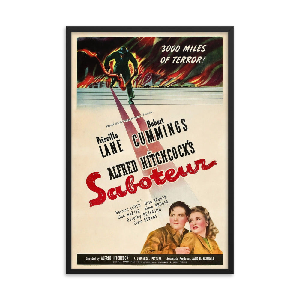 Saboteur (1942) Black Frame 12″×18″ Movie Poster