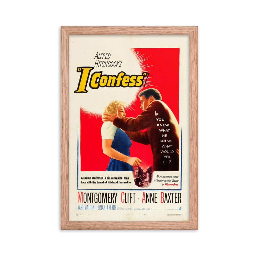 I Confess (1953) Red Frame 12″×18″ Movie Poster