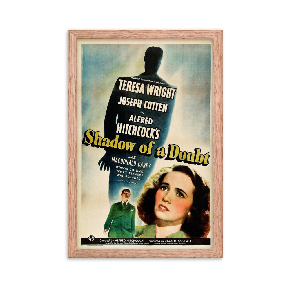 Shadow of a Doubt (1943) Red Frame 12″×18″ Movie Poster