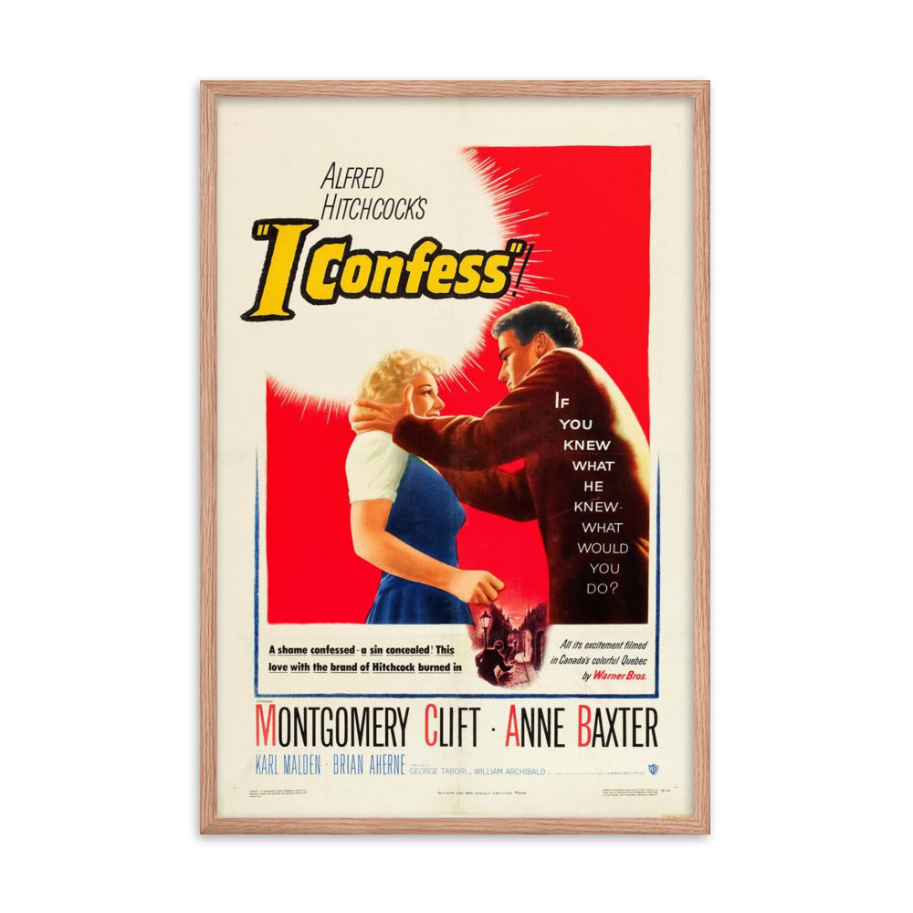 I Confess (1953) Red Frame 24″×36″ Movie Poster
