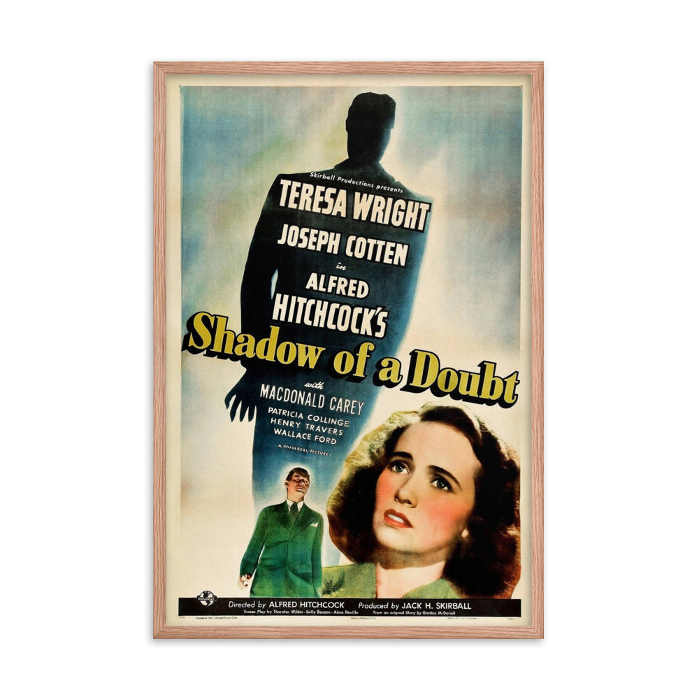 Shadow of a Doubt (1943) Red Frame 24″×36″ Movie Poster