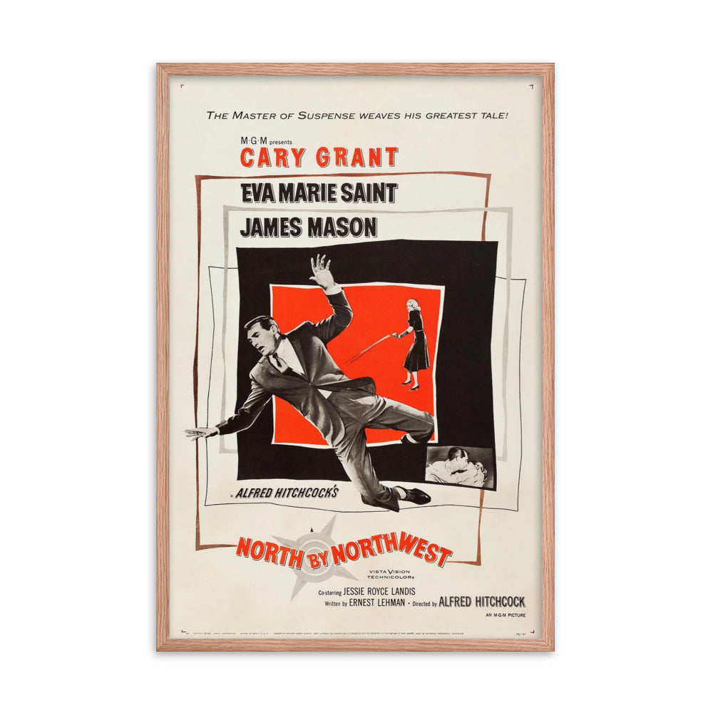 North by Northwest (1959) Red Frame 24″×36″ Movie Poster