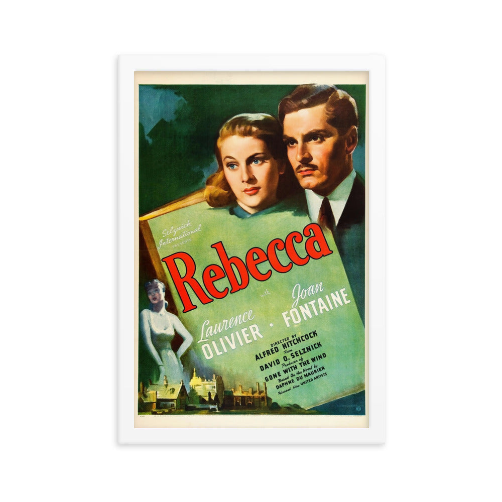 Rebecca (1940) White Frame 12″×18″ Movie Poster