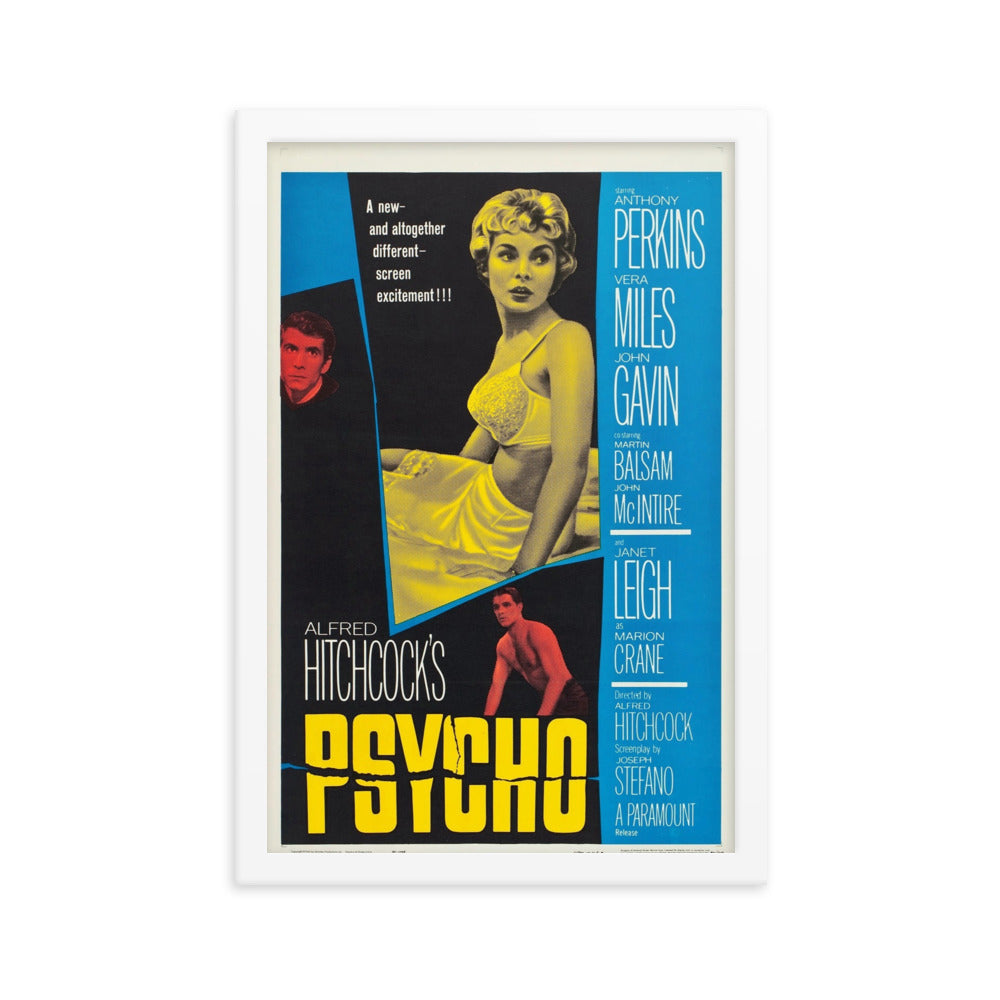 Psycho (1960) White Frame 12″×18″ Movie Poster