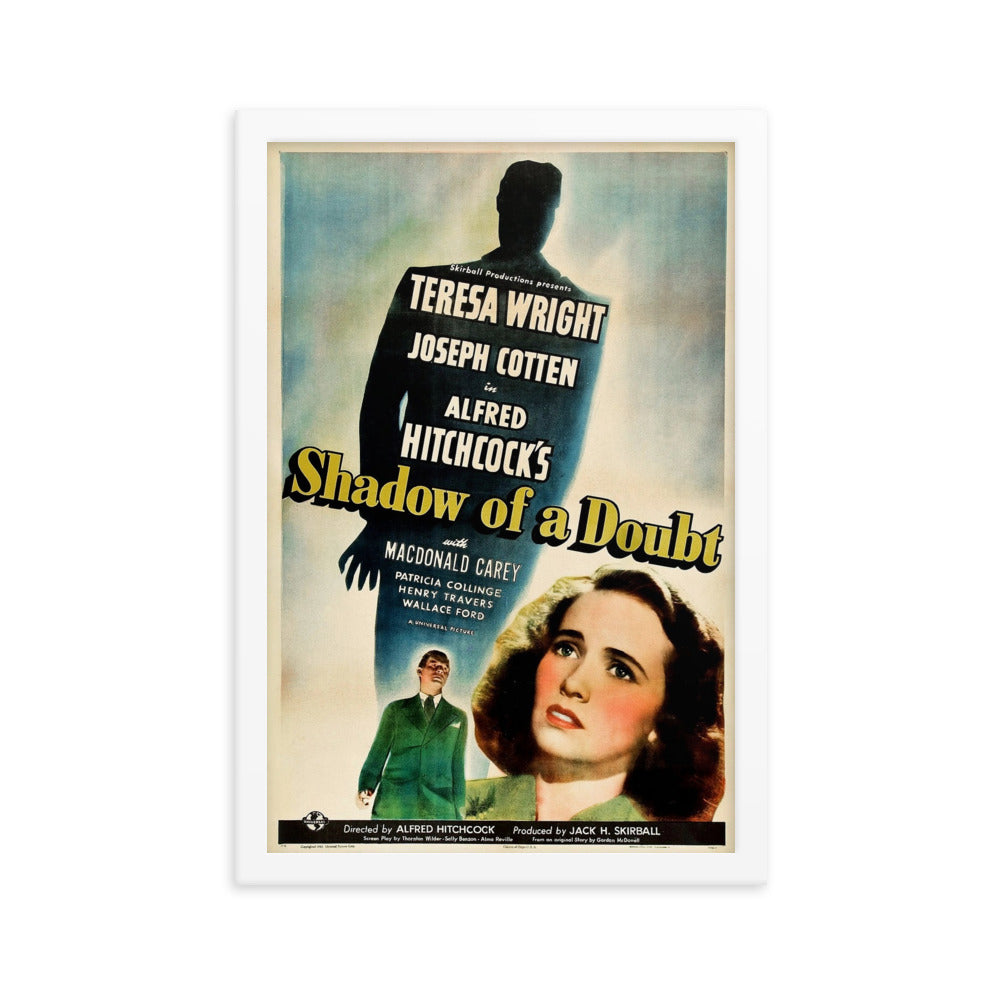 Shadow of a Doubt (1943) White Frame 12″×18″ Movie Poster