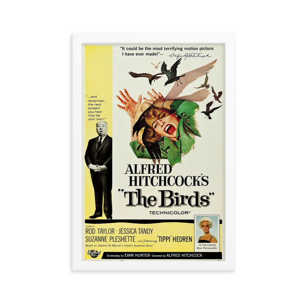 The Birds (1963) White Frame 12″×18″ Movie Poster