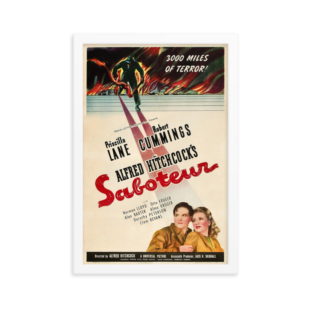 Saboteur (1942) White Frame 12″×18″ Movie Poster