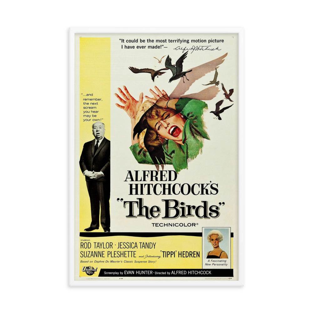 The Birds (1963) White Frame 24″×36″ Movie Poster