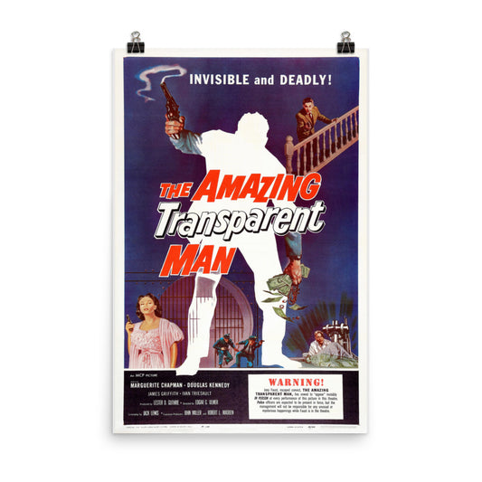 The Amazing Transparent Man (1960) Movie Poster, 12×18 inches