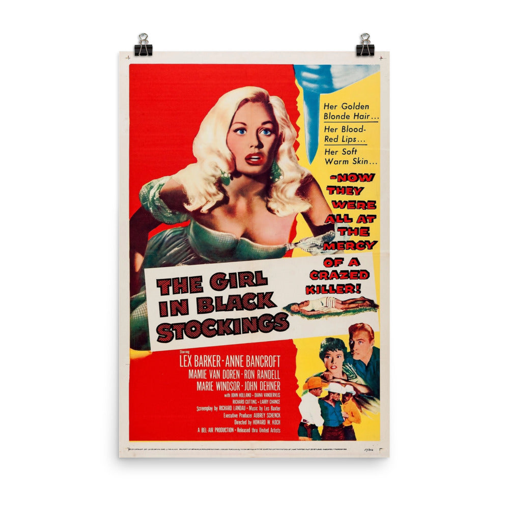 The Girl in Black Stockings (1957) movie poster 12″×18″