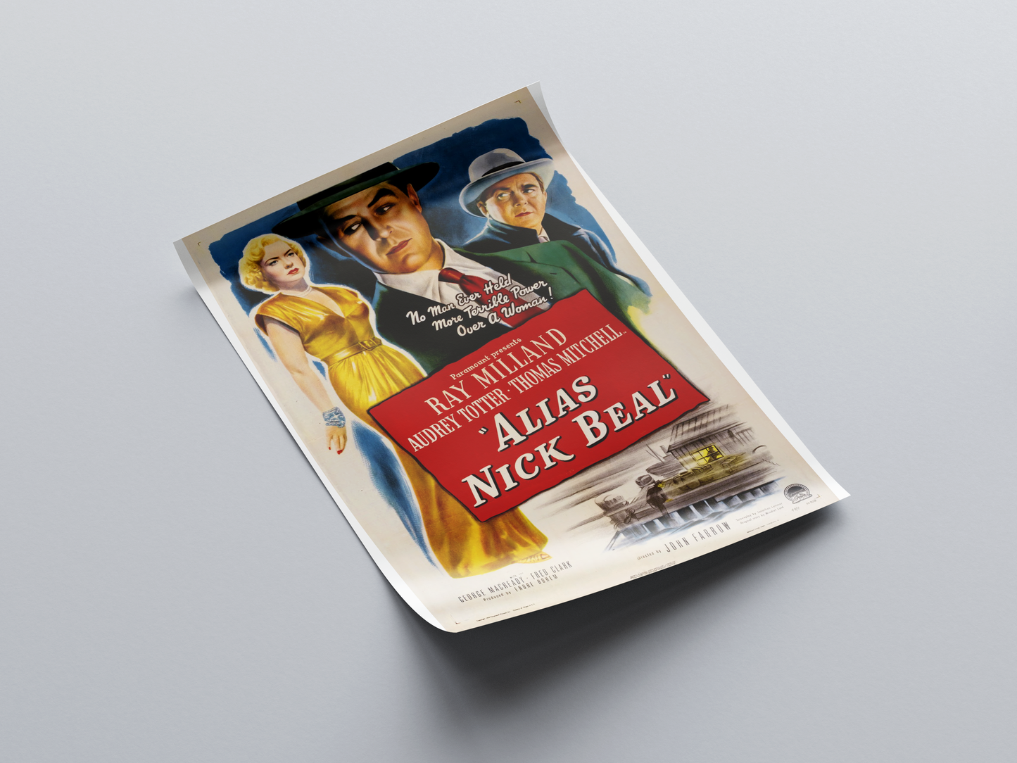 Alias Nick Beal (1949) Movie Poster displayed in interior setting