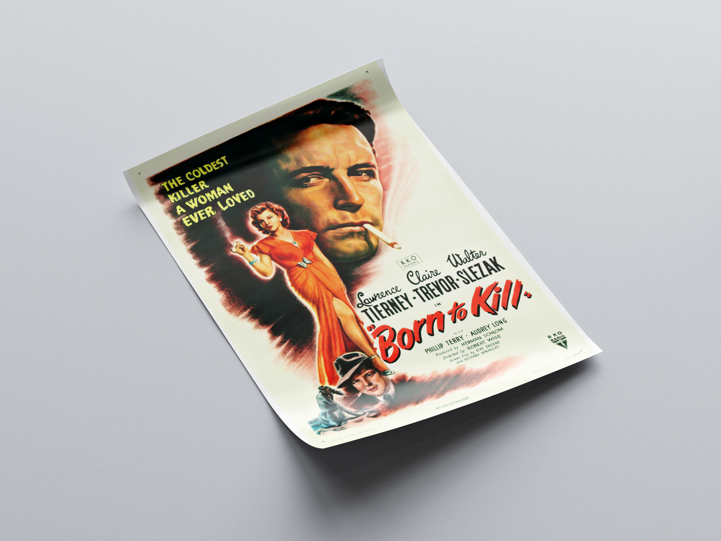 Born to Kill (1947) Movie Poster displayed in interior setting