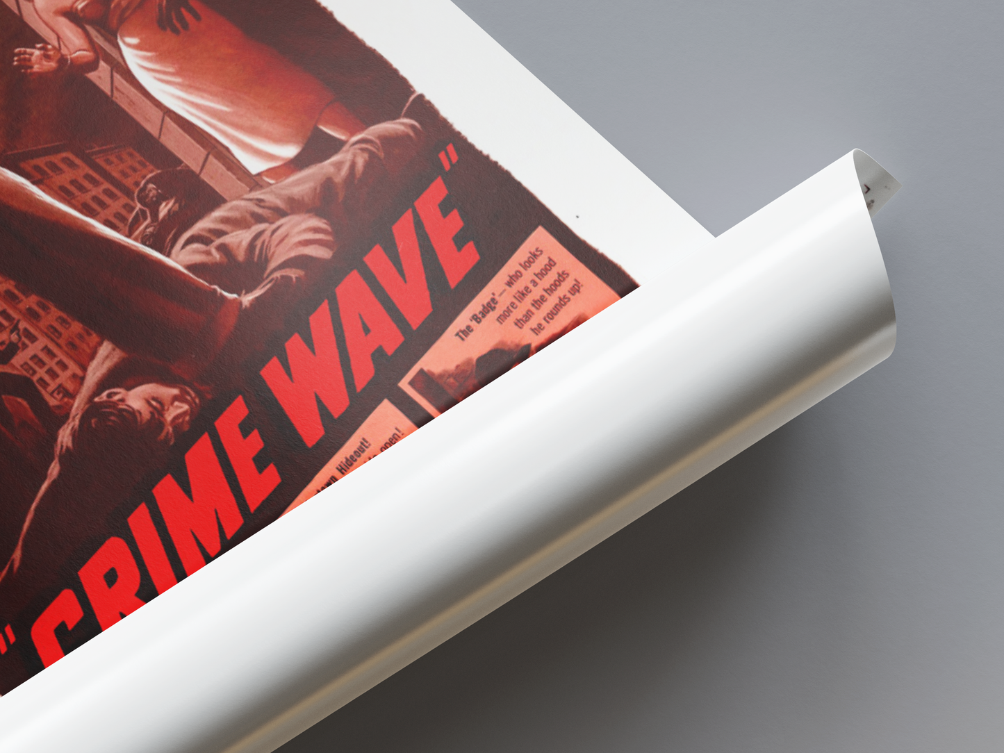 Crime Wave (1954) Movie Poster displayed in interior setting