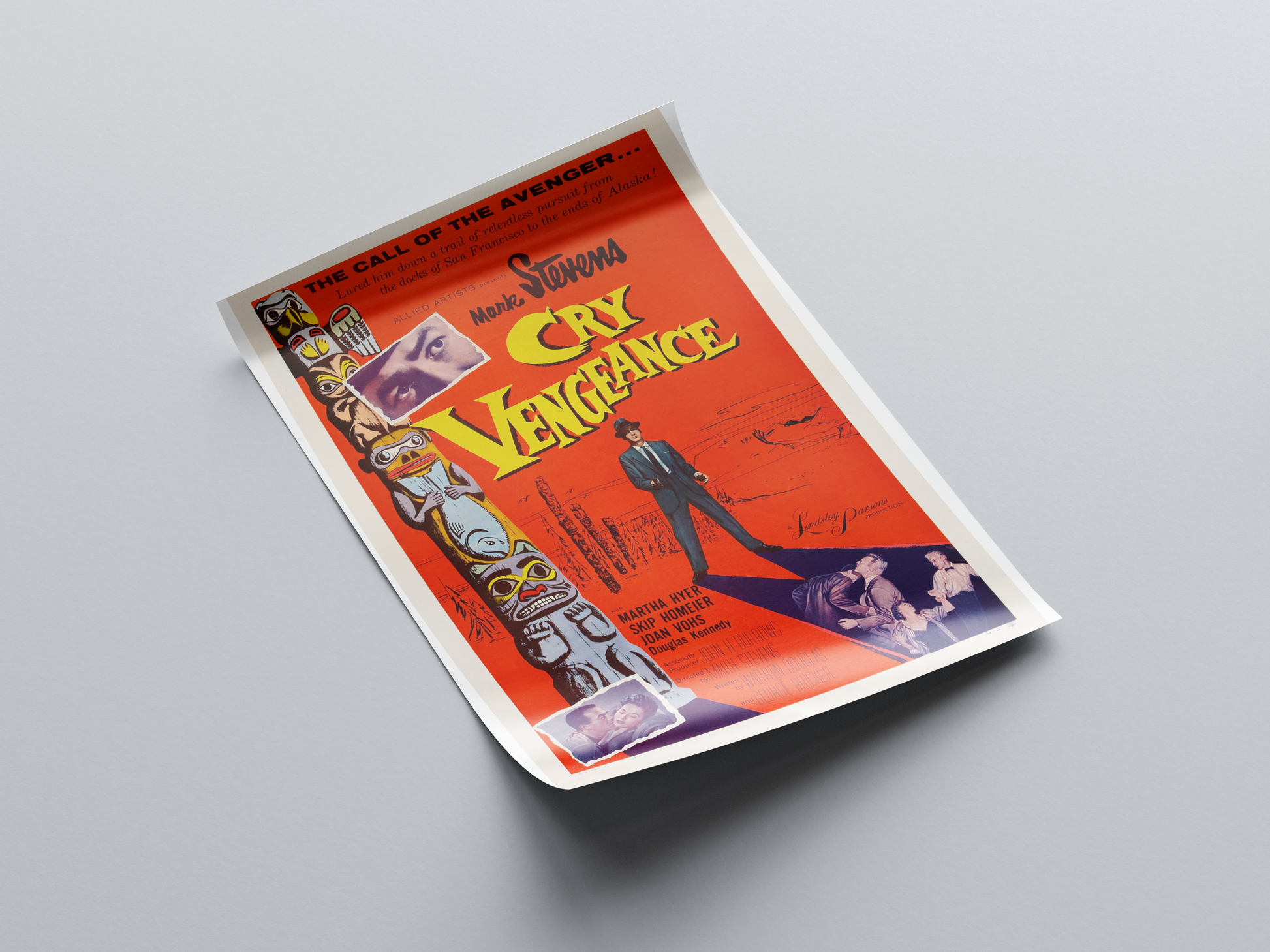 Cry Vengeance (1954) Movie Poster displayed in interior setting