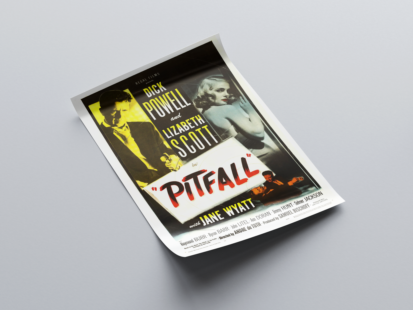Pitfall (1948) Movie Poster displayed in interior setting