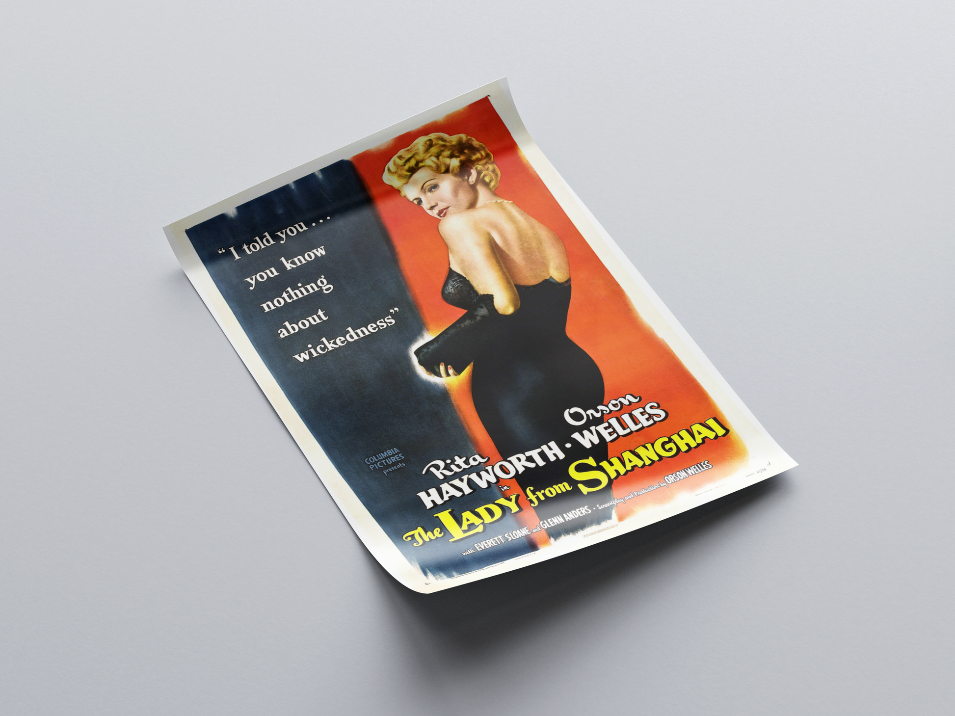 The Lady from Shanghai (1947) Movie Poster displayed in interior setting