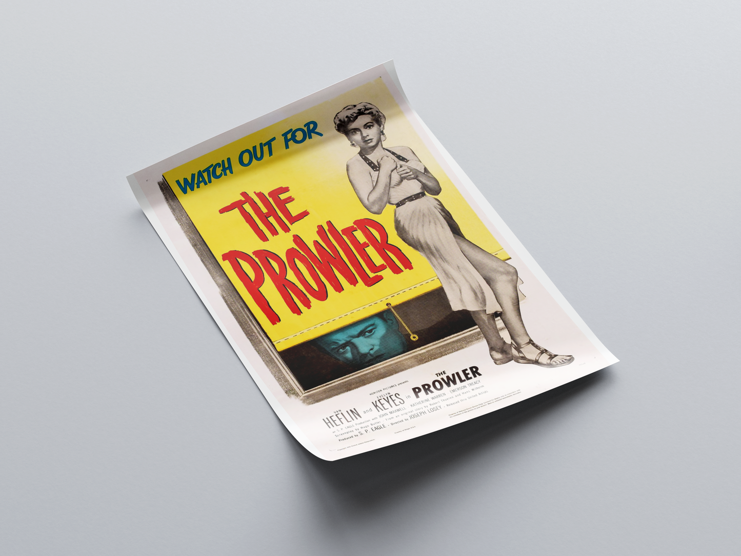The Prowler (1951) Movie Poster displayed in interior setting