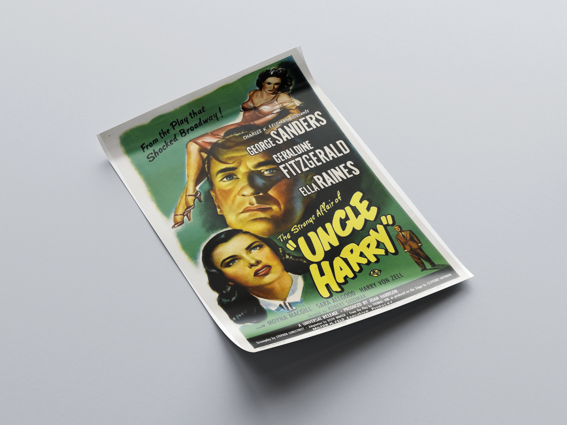 The Strange Affair of Uncle Harry (1945) Movie Poster displayed in interior setting