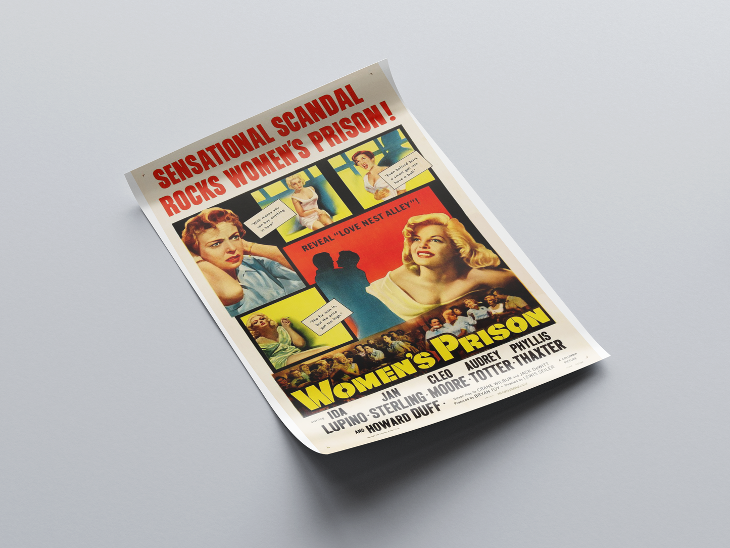 Women's Prison (1955) Movie Poster displayed in interior setting