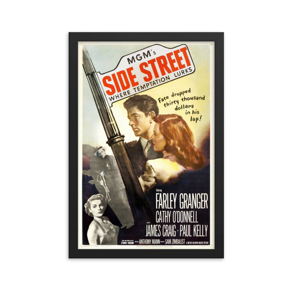 Side Street (1950) Black Frame 24″×36″ Movie Poster
