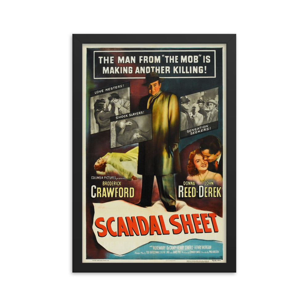 Scandal Sheet (1952) Black Frame 24″×36″ Movie Poster