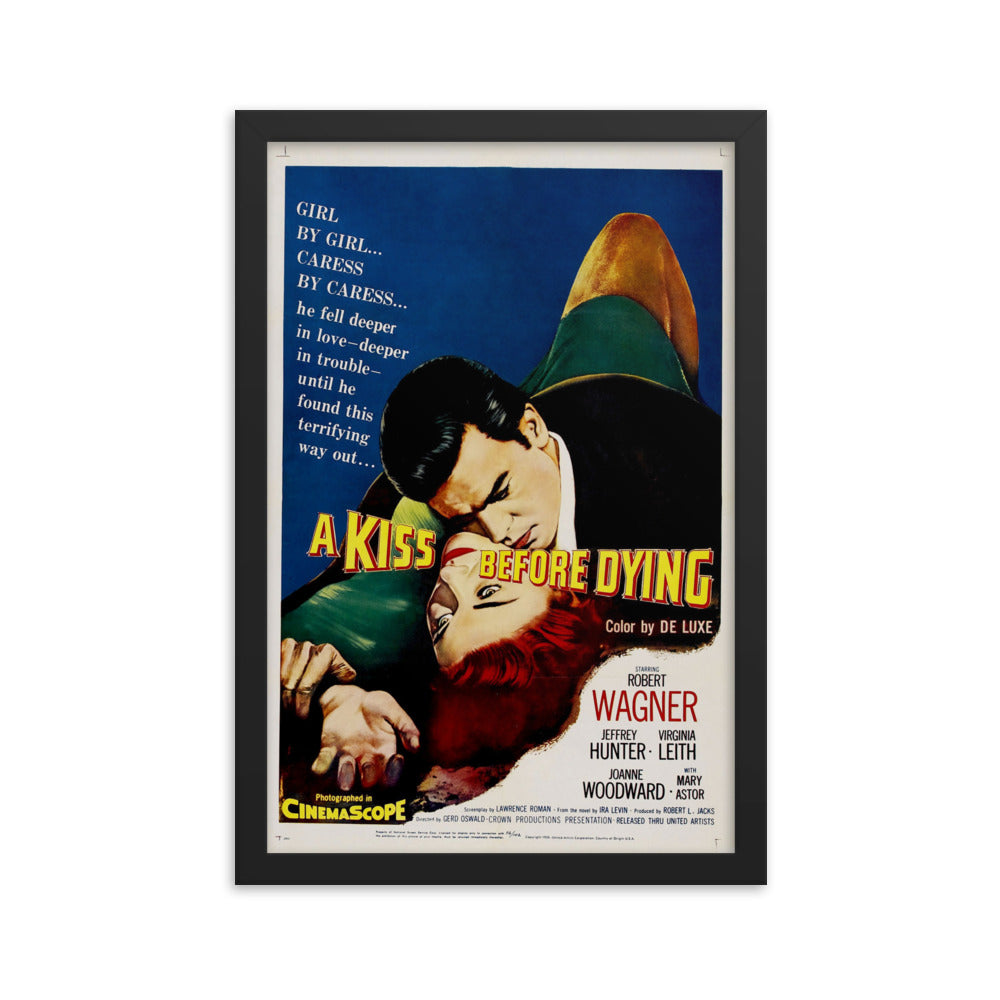 A Kiss Before Dying (1956) Black Frame 24″×36″ Movie Poster