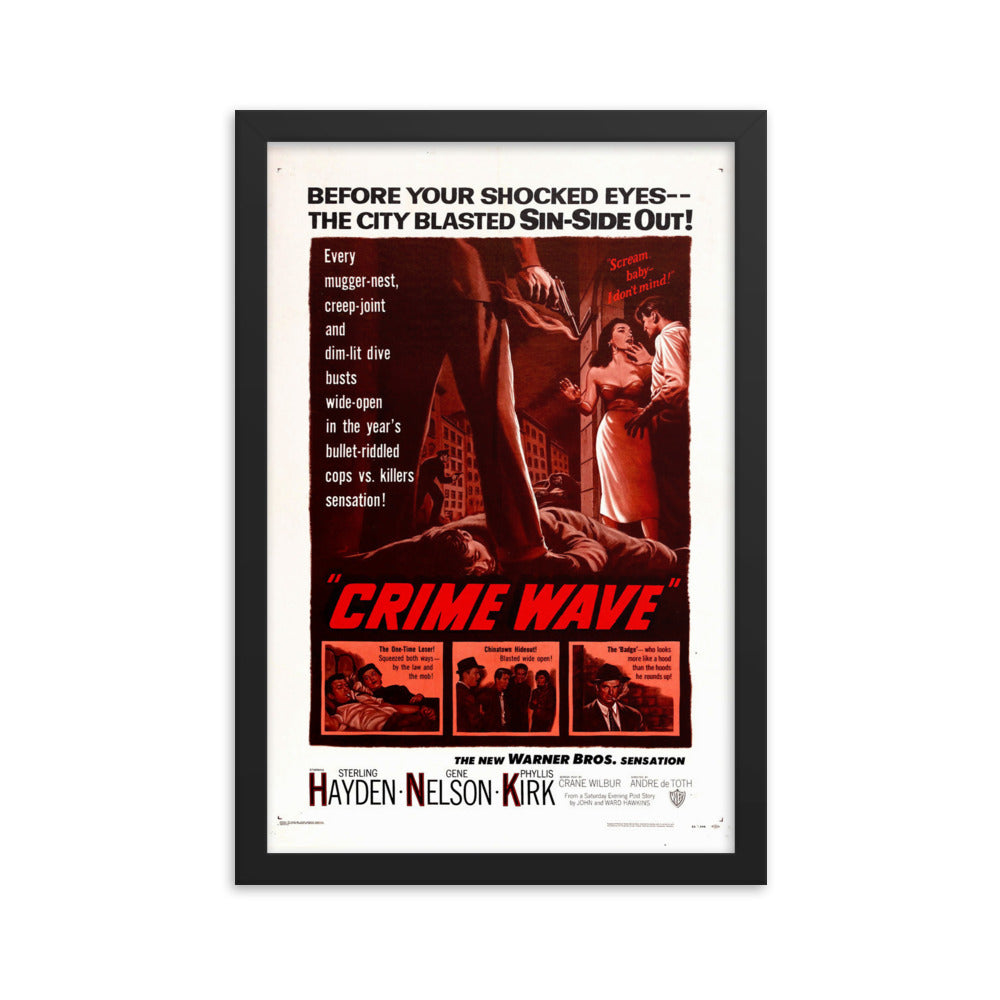 Crime Wave (1954) Black Frame 24″×36″ Movie Poster