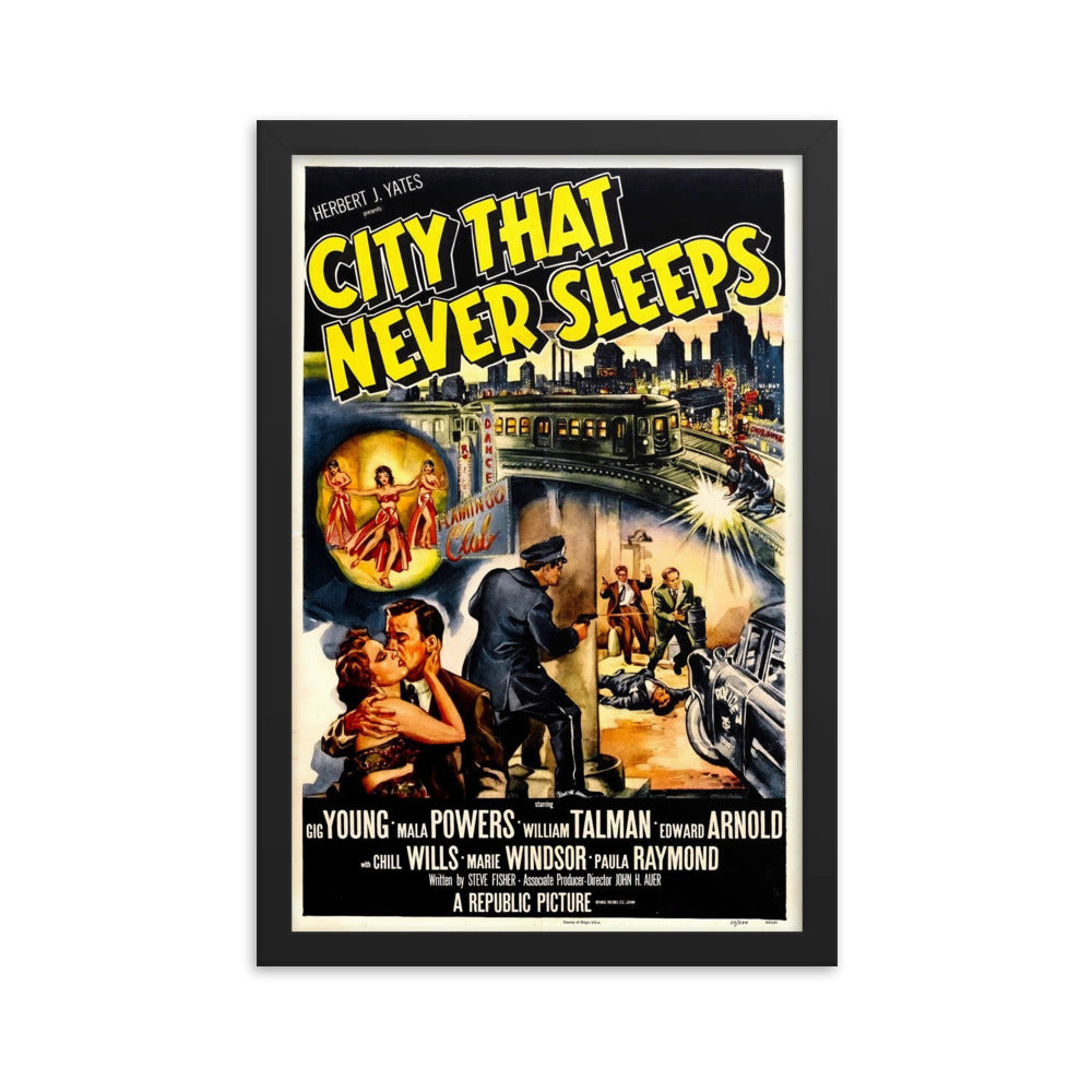City That Never Sleeps (1953) Black Frame 24″×36″ Movie Poster