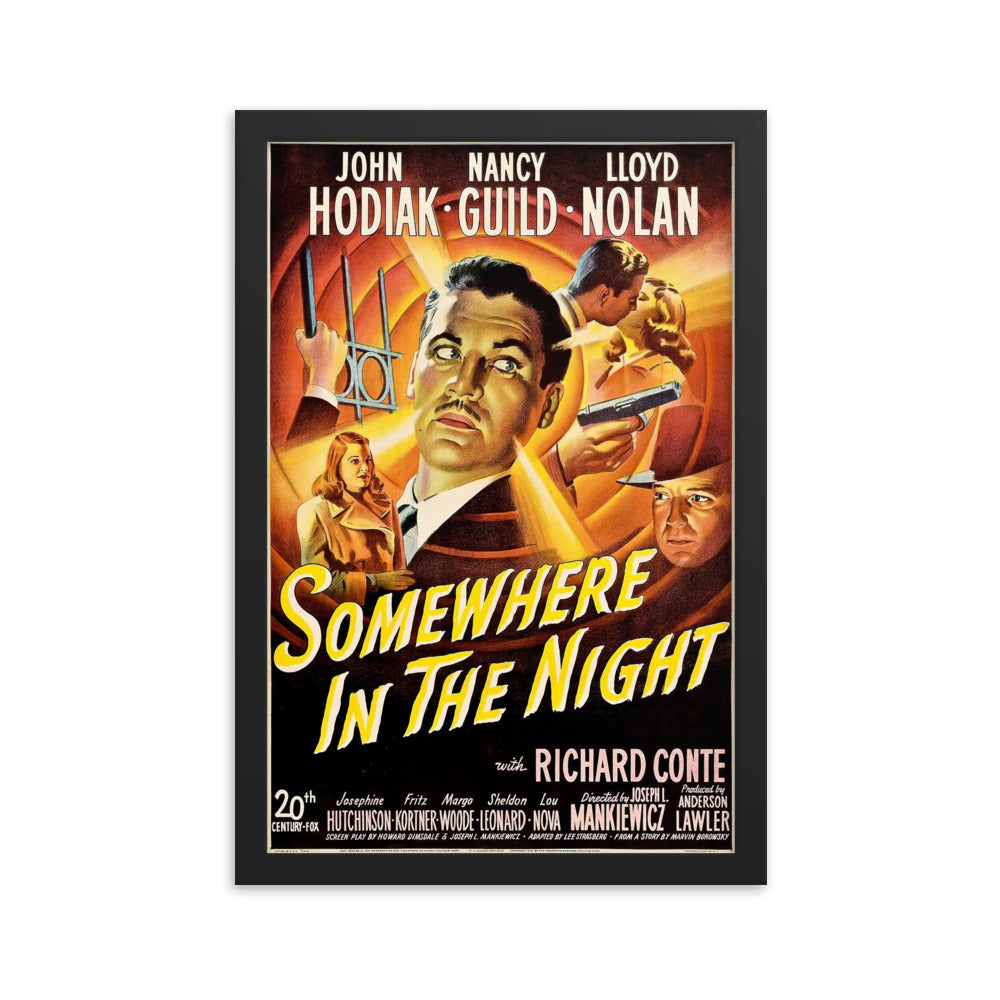 Somewhere in the Night (1946) Black Frame 24″×36″ Movie Poster