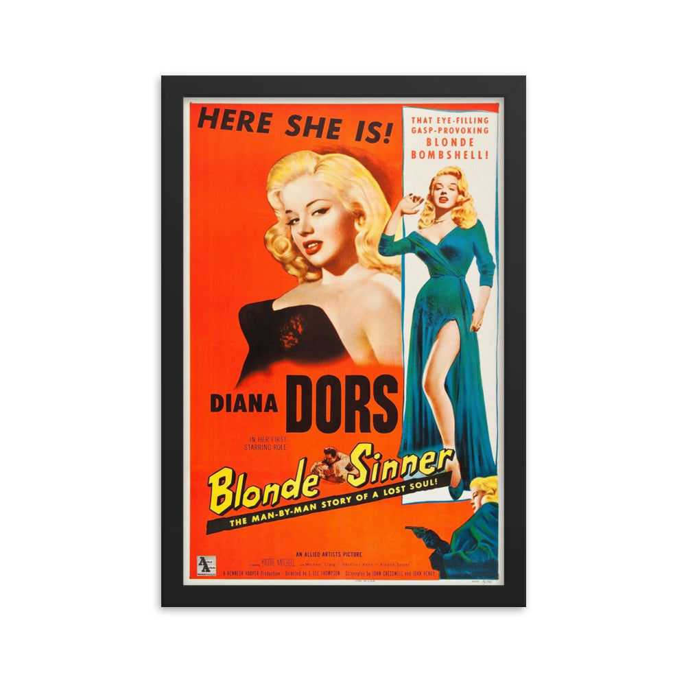 Yield to the Night / Blonde Sinner (1956) Black Frame 24″×36″ Movie Poster