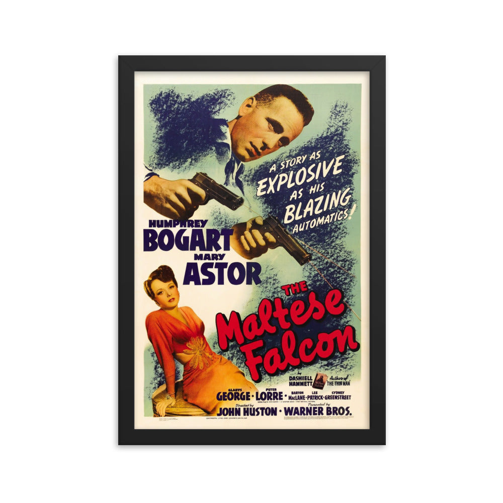 The Maltese Falcon (1941) Black Frame 24″×36″ Movie Poster