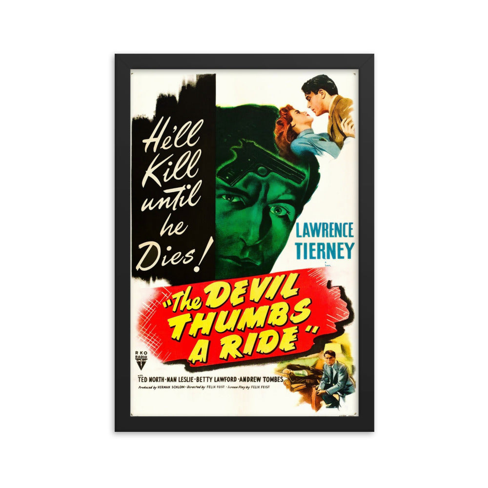 The Devil Thumbs a Ride (1947) Black Frame 24″×36″ Movie Poster