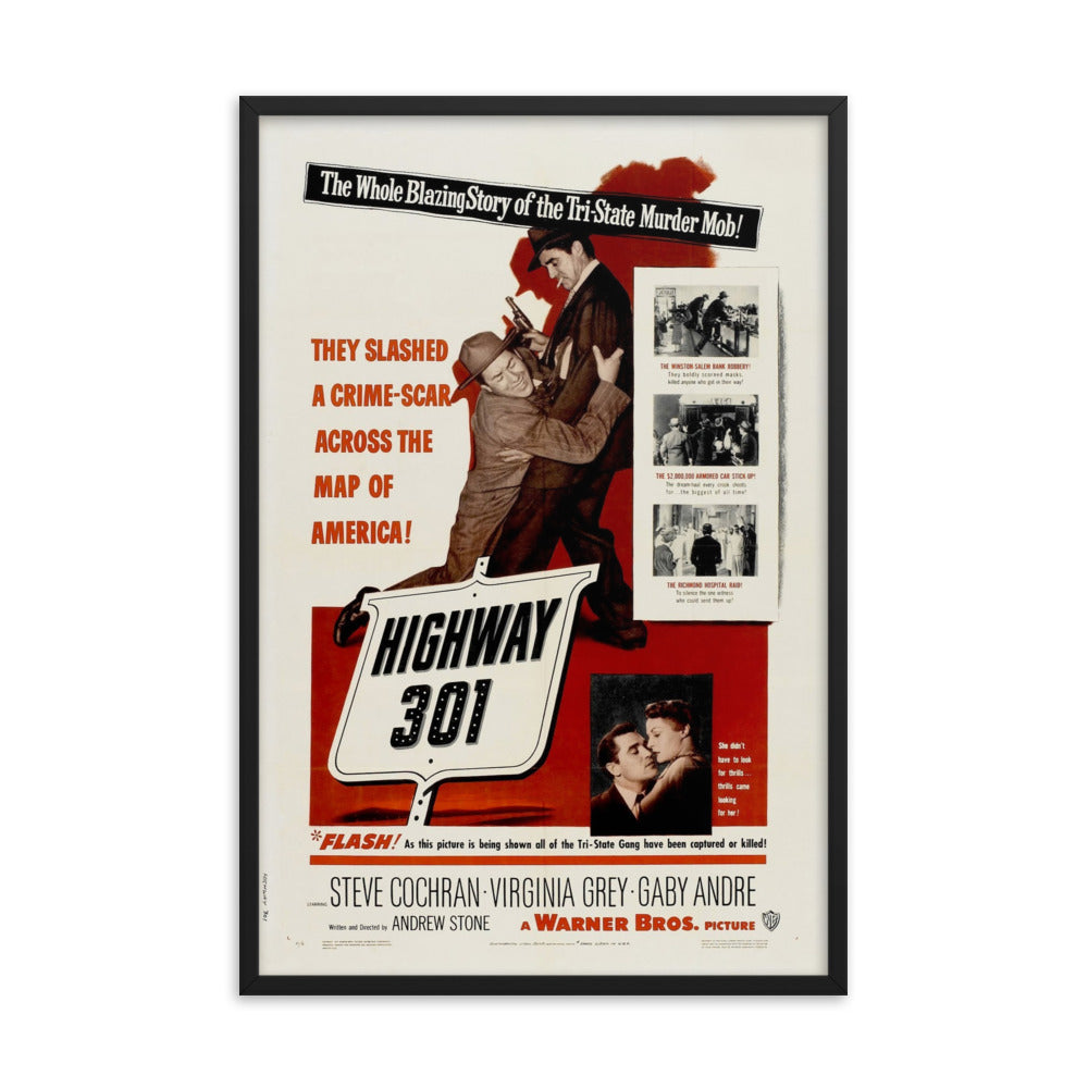 Highway 301 (1950) Black Frame 12″×18″ Movie Poster