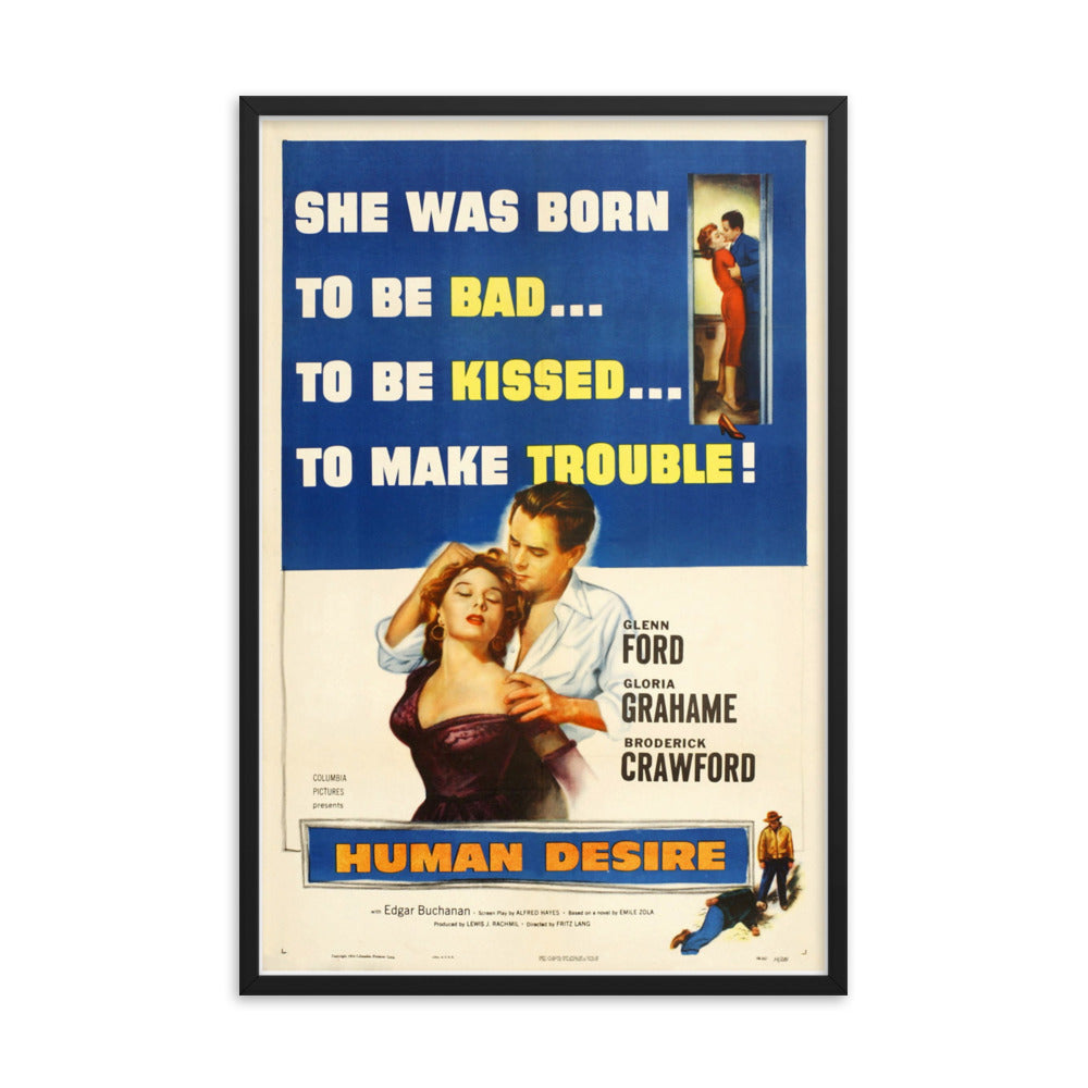 Human Desire (1954) Black Frame 12″×18″ Movie Poster