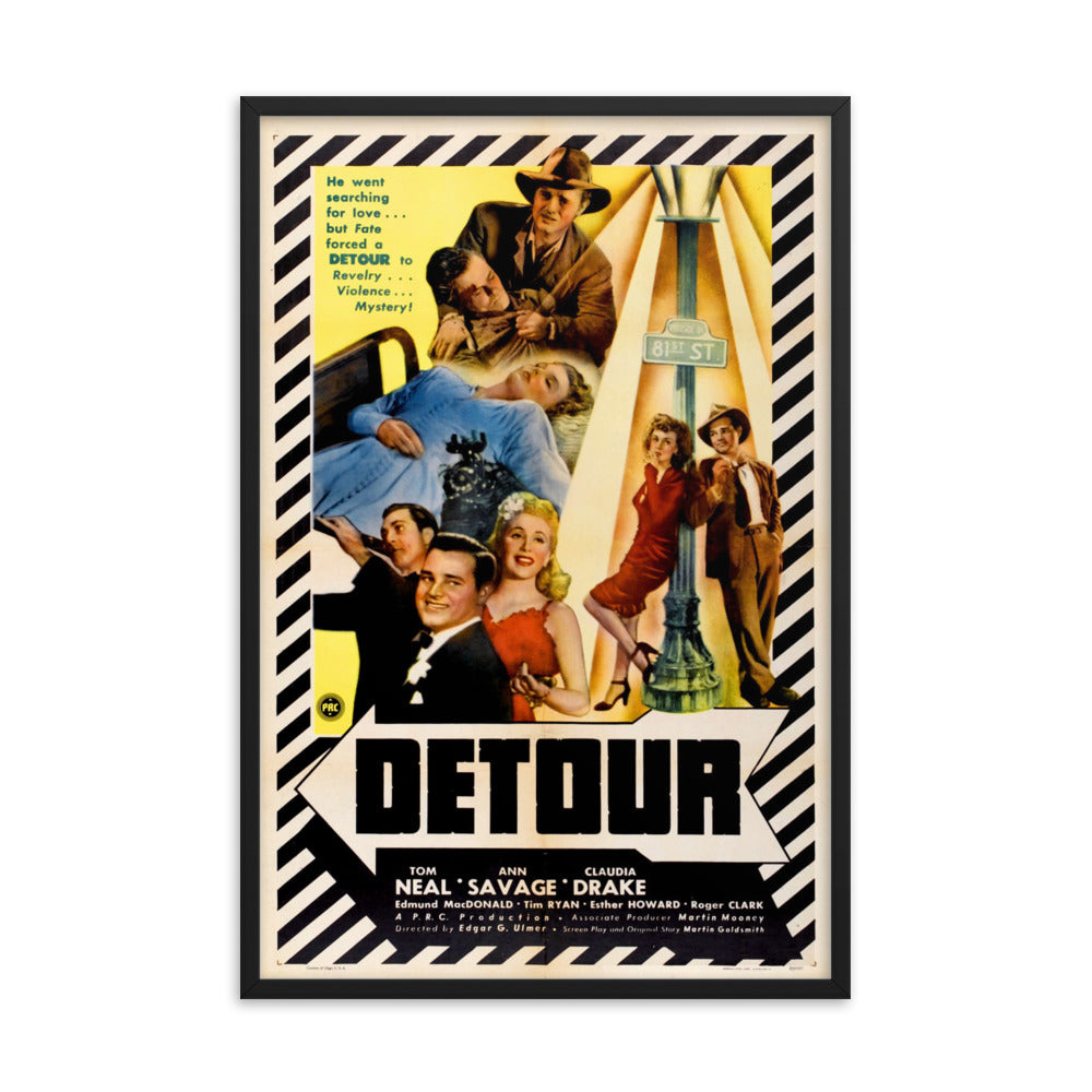 Detour (1945) Black Frame 12″×18″ Movie Poster