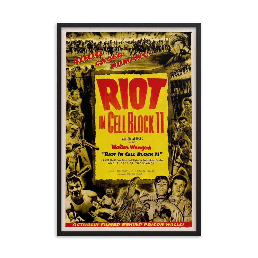 Riot in Cell Block 11 (1954) Black Frame 12″×18″ Movie Poster