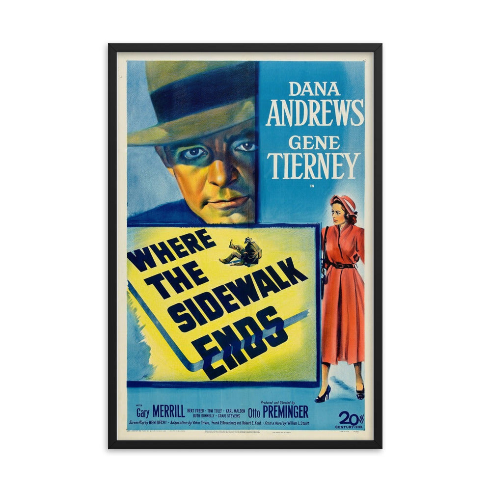 Where the Sidewalk Ends (1950) Black Frame 12″×18″ Movie Poster