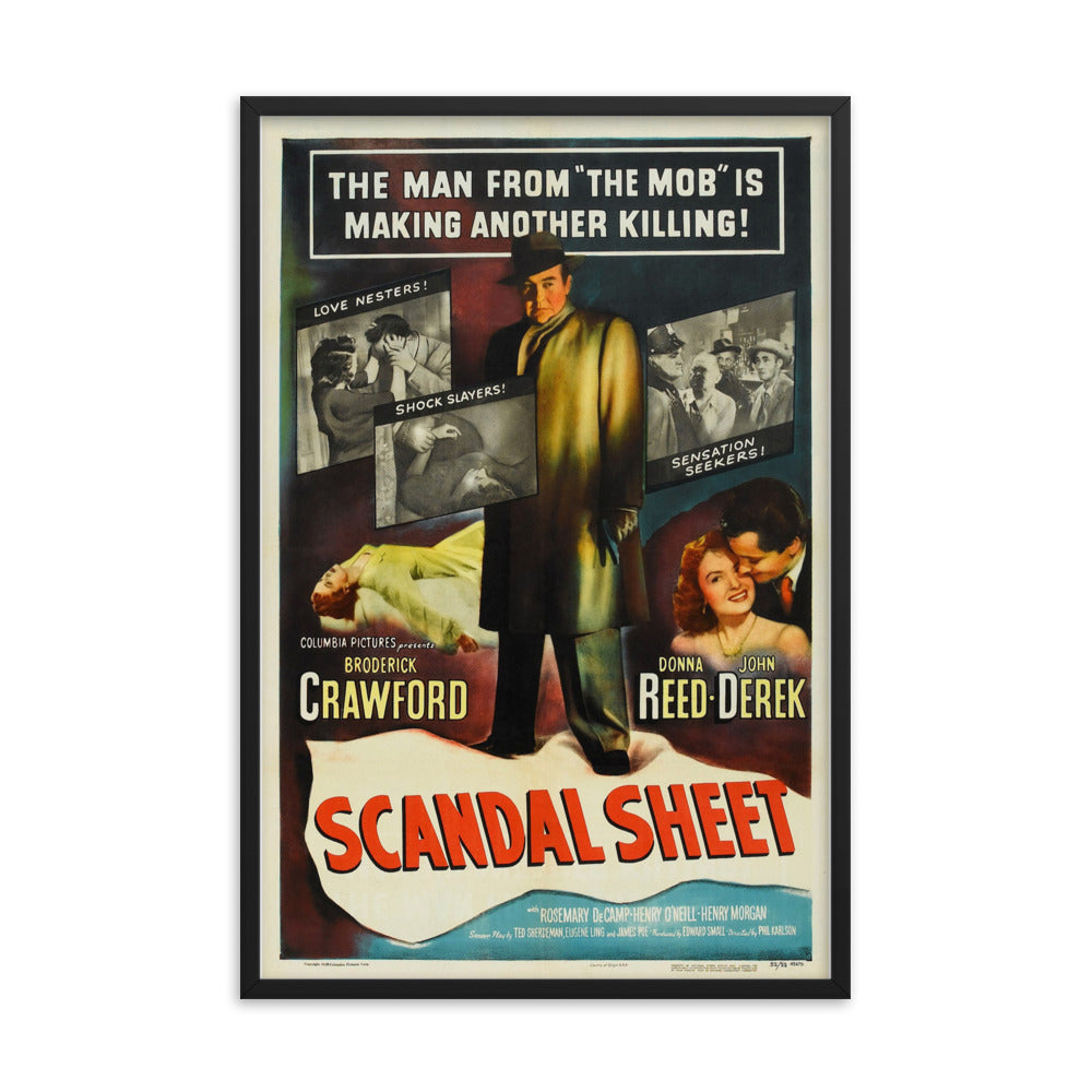Scandal Sheet (1952) Black Frame 12″×18″ Movie Poster
