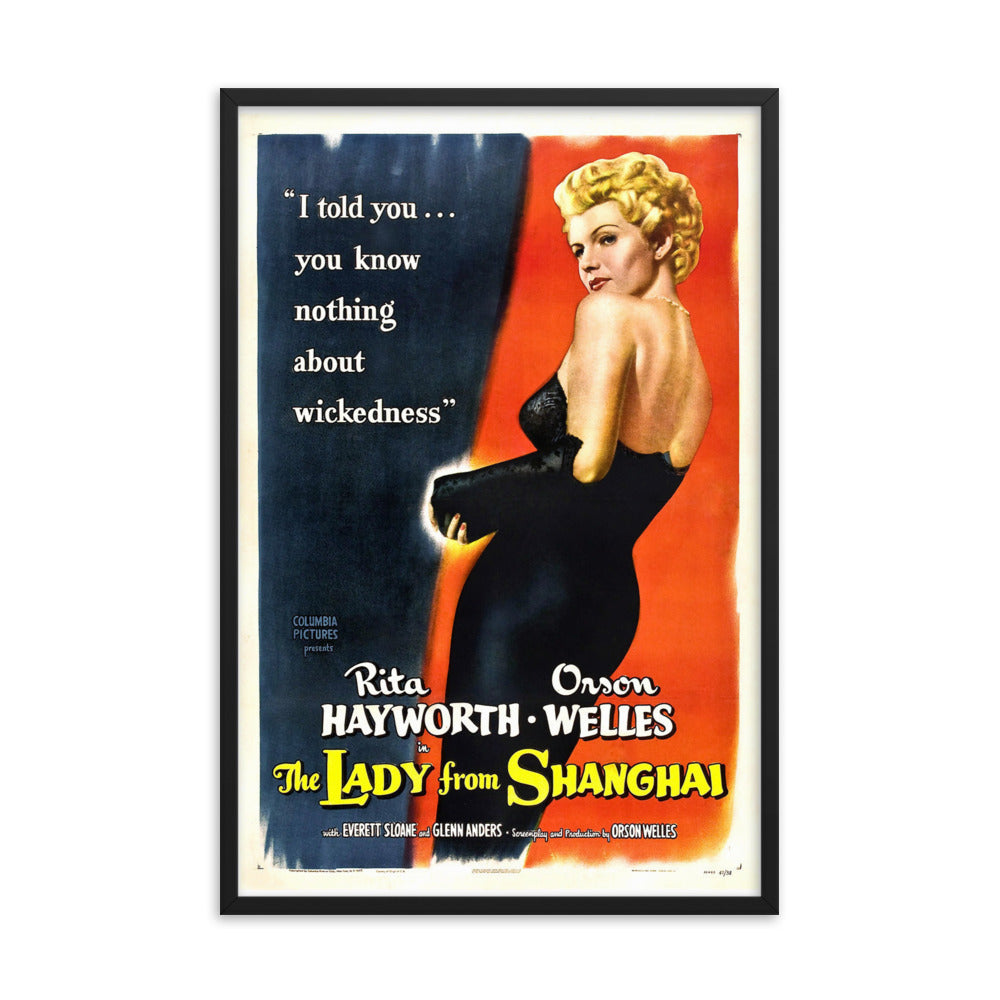 The Lady from Shanghai (1947) Black Frame 12″×18″ Movie Poster