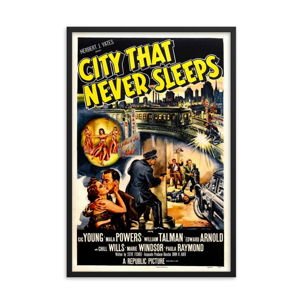 City That Never Sleeps (1953) Black Frame 12″×18″ Movie Poster
