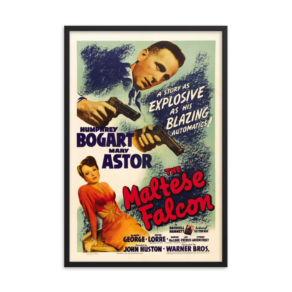 The Maltese Falcon (1941) Black Frame 12″×18″ Movie Poster