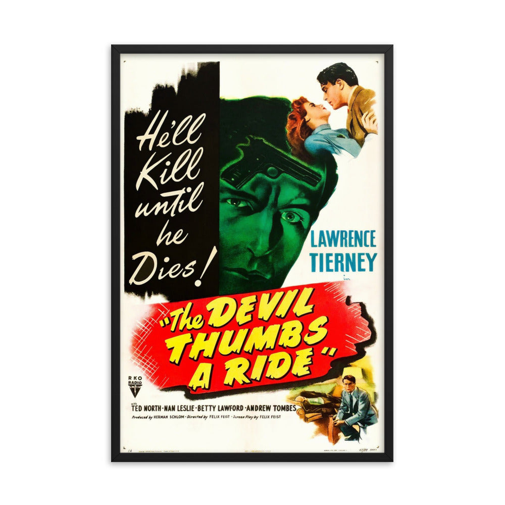 The Devil Thumbs a Ride (1947) Black Frame 12″×18″ Movie Poster