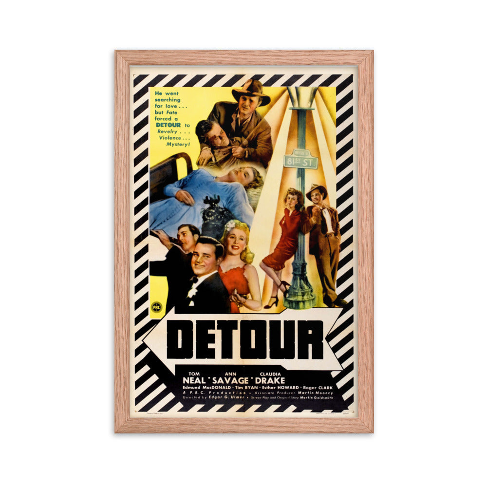 Detour (1945) Red Frame 12″×18″ Movie Poster