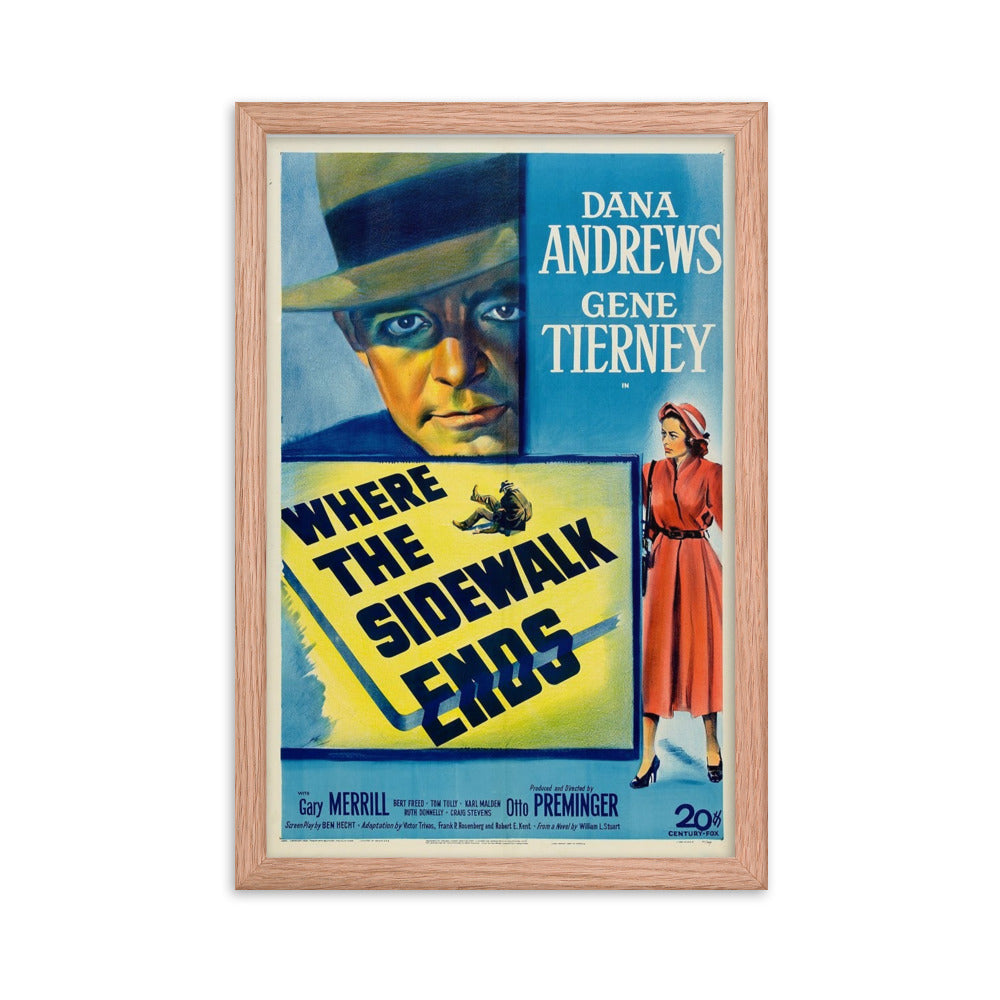 Where the Sidewalk Ends (1950) Red Frame 12″×18″ Movie Poster